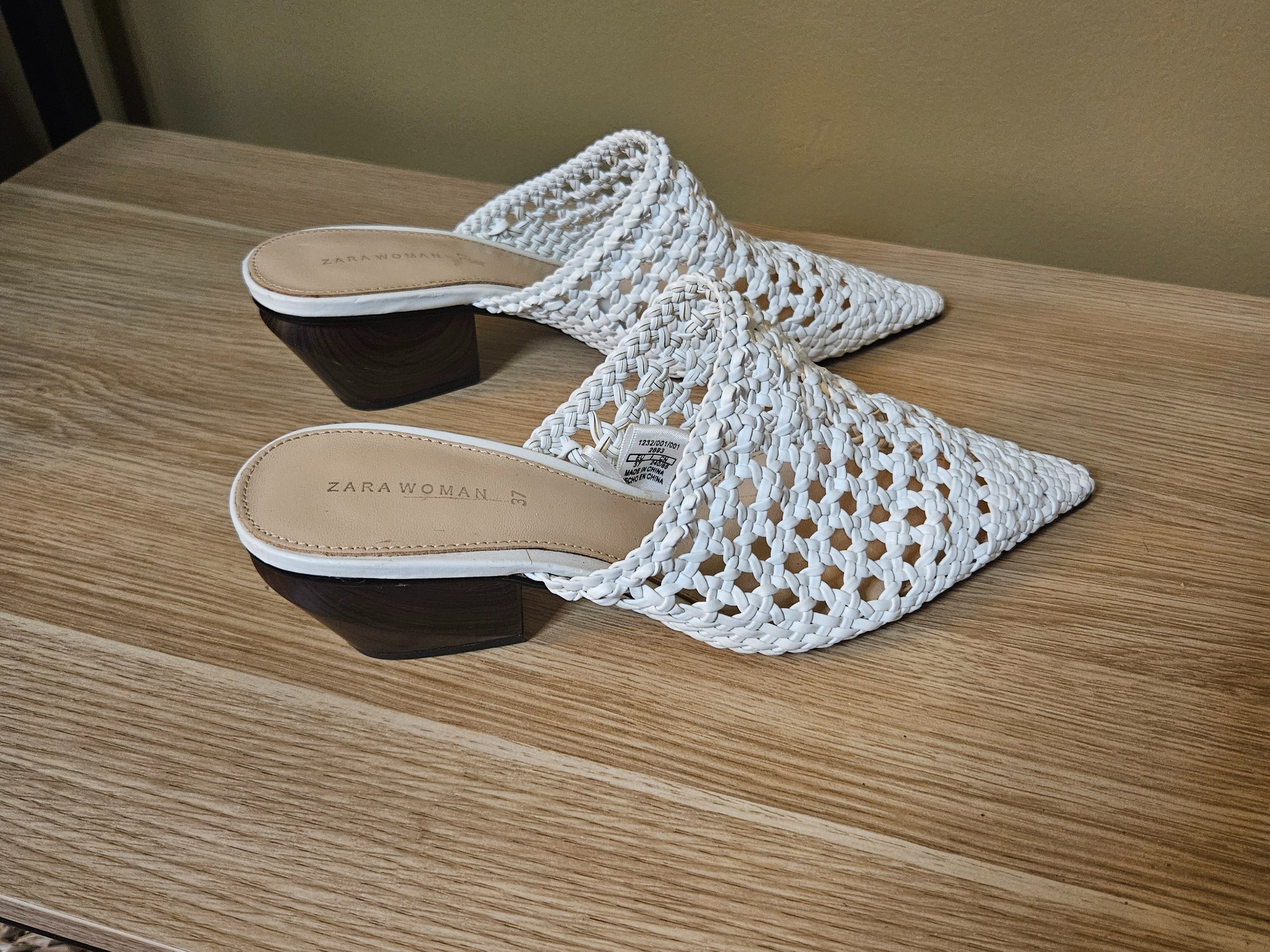 Zara Woven Cowboy Heeled Mules Size EU 37 Burrow Market Thrift